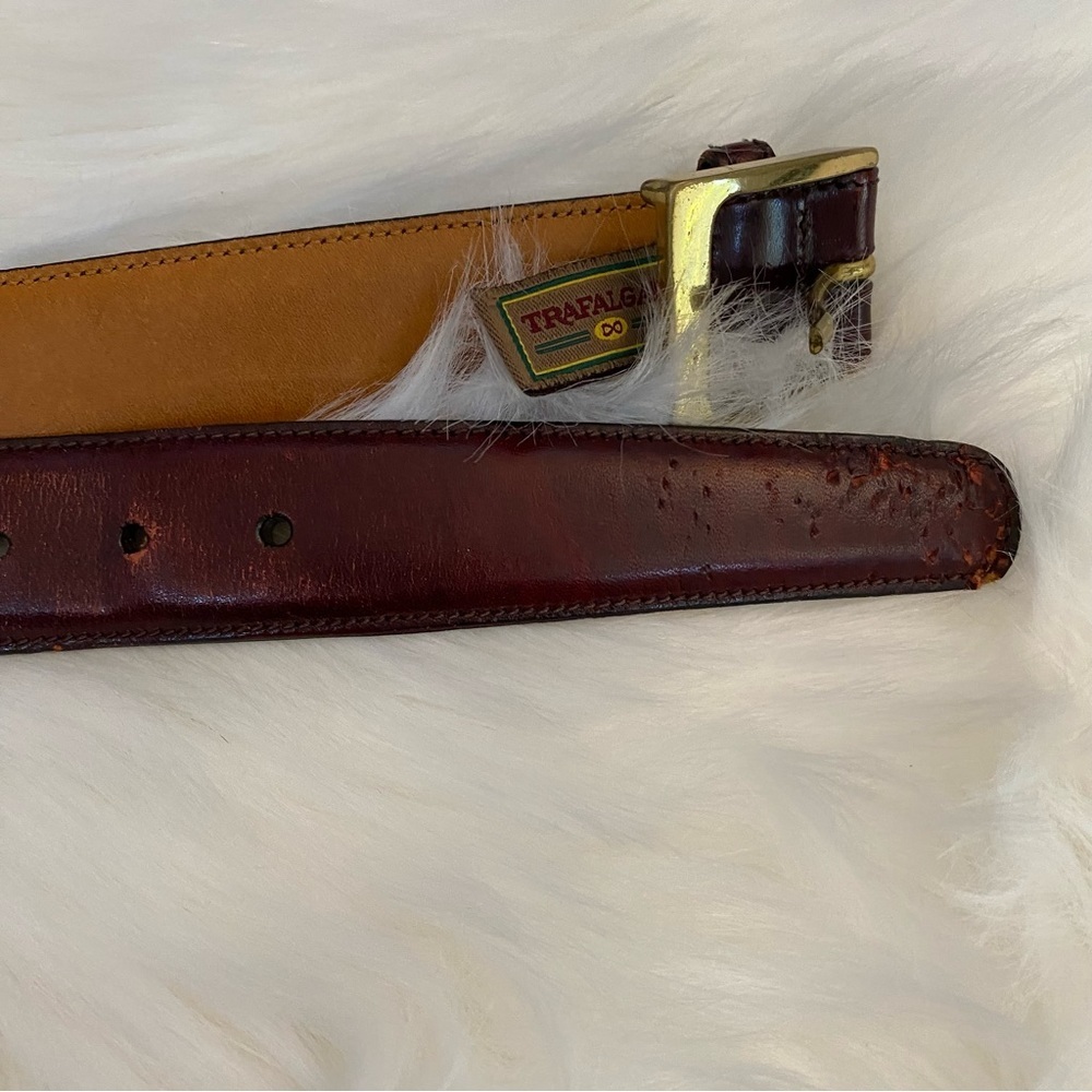 Trafalgar Cortina Handcrafted In USA Cherry Leather Belt Size 34 - Picture 5 of 6